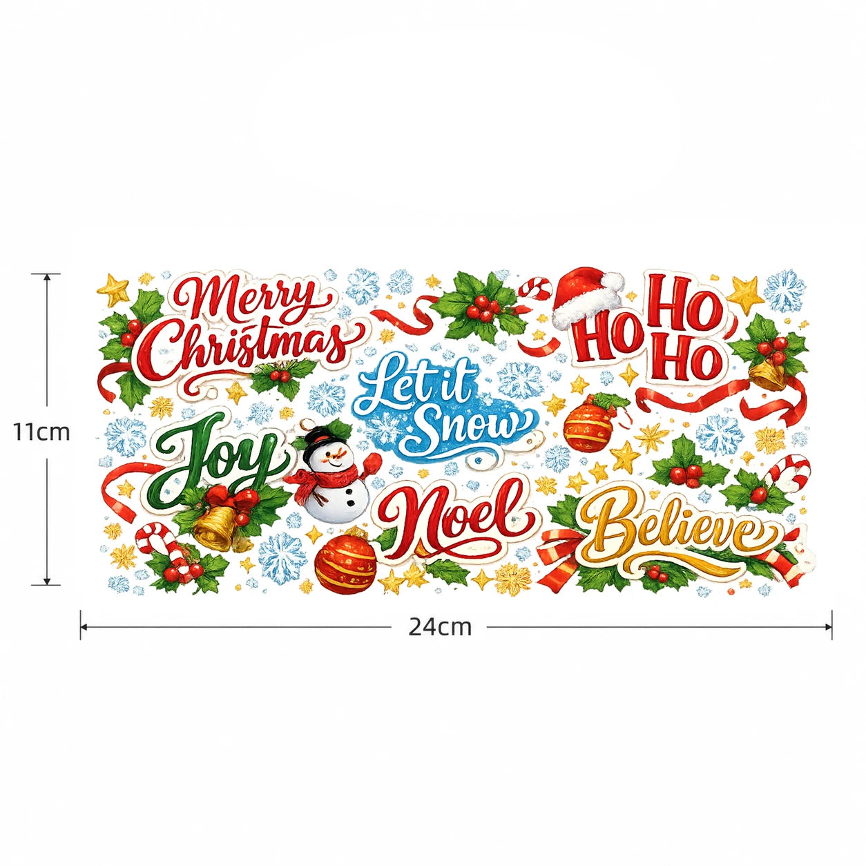 Christmas Watercolor UV DTF Transfer Sticker | Mug & Tumbler DIY
