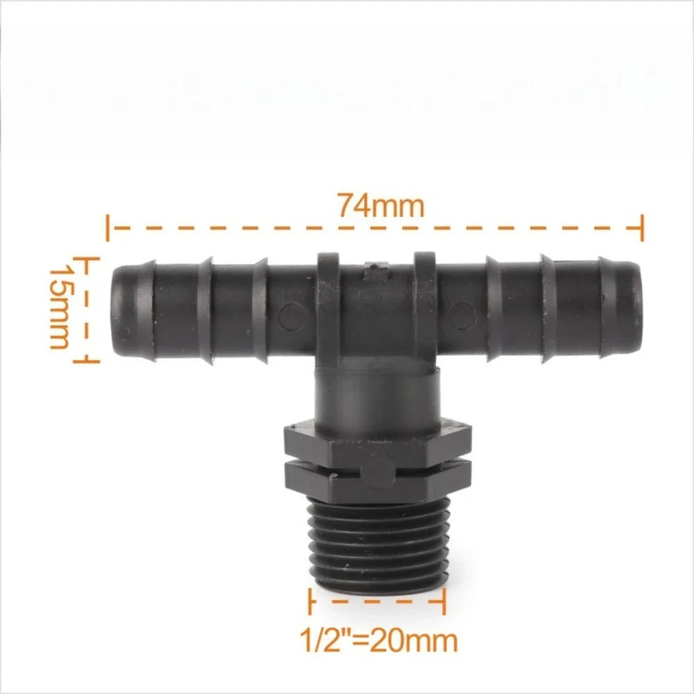 10-Pc 1/2" Drip Irrigation Fittings Kit – Tee, Elbow & Plug