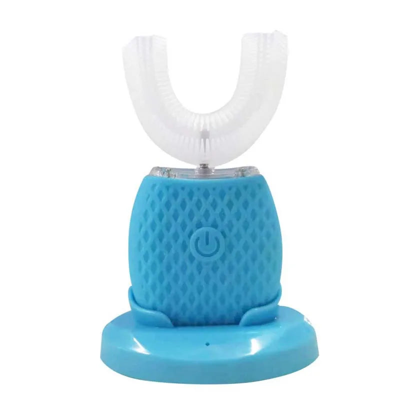2025 LED Display Automatic Rechargeable U-Shape Silicone Toothbrush Soft Bristle for Household Use Waterproof Peaceful Pleasures Health and Wellness Blue