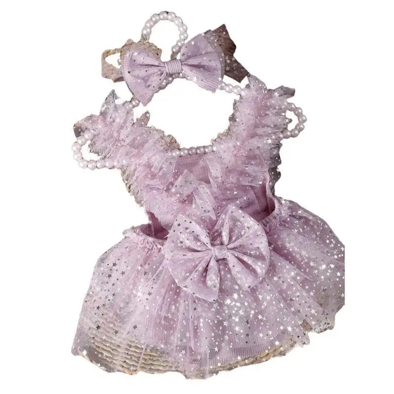 Newborn Tulle Dress Bowknot & Star Charm | Baby Photo Outfit