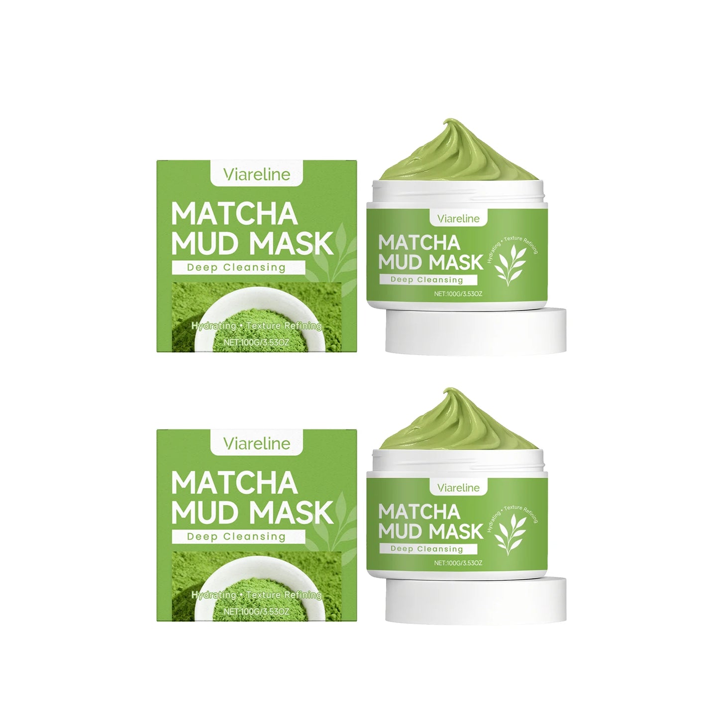 Matcha Mud Mask Deep Cleansing Brightening Hydrating Acne Blackhead Treatment Oil Control Shrink Pores Soft Refreshing Mud Mask Peaceful Pleasures Health and Wellness 200g boxed