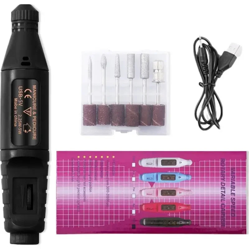 Rechargeable Electric Nail Drill & File Set – 6 Bits Peaceful Pleasures Health and Wellness E