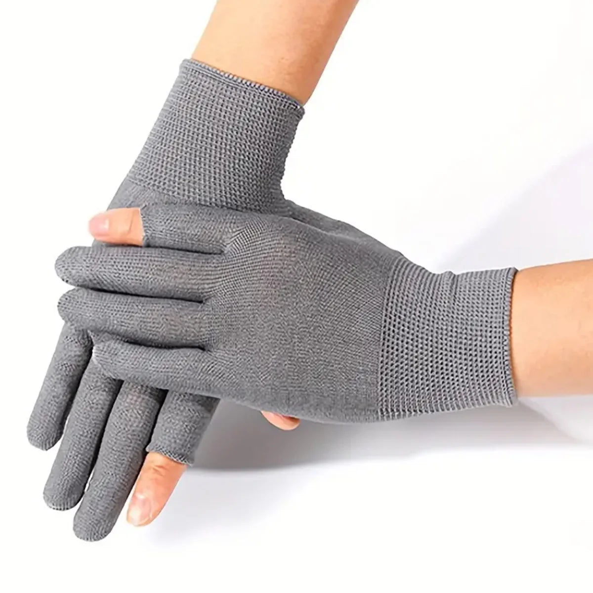1 Pair Two Finger Work Protection Exposed Fingers Anti-slip Gloves For Breathable Picking Planting Gloves,Packaging Peaceful Pleasures Health and Wellness Gray