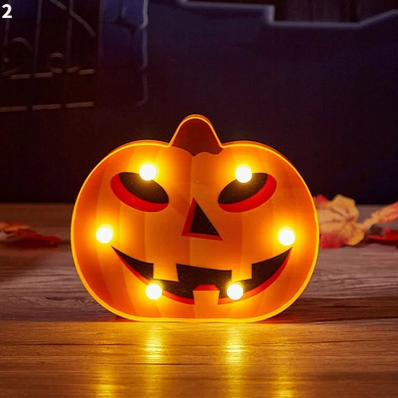 Halloween Pumpkin Ghost Bat Spider LED Night Light Horror Bar Home