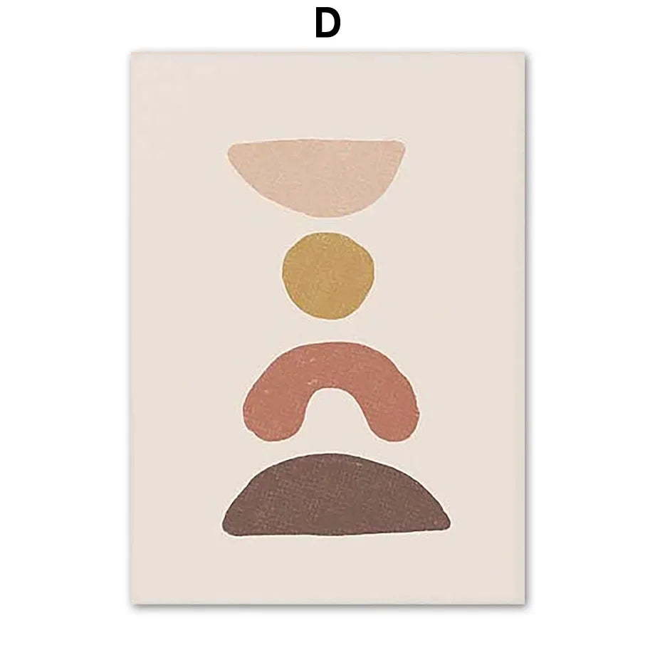 Boho Abstract Canvas Wall Art | Beige Terracotta Line Art Print