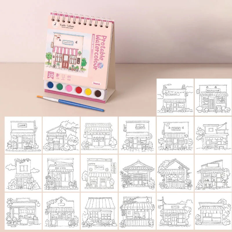 Creative Coil Vertical Watercolor Painting DIY Graffiti Book Built-in