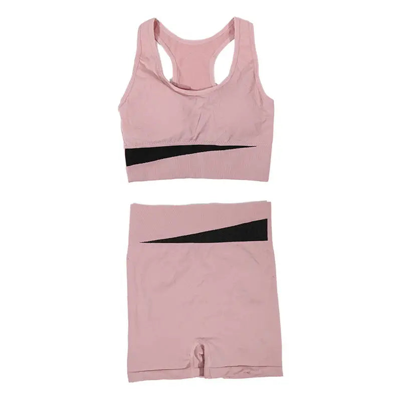 Yoga Suit Set Peach Color Fast Drying High Waist and Hip Lifting Fitness Set Running Shock-absorbing Exercise Set For Women Peaceful Pleasures Health and Wellness pink L