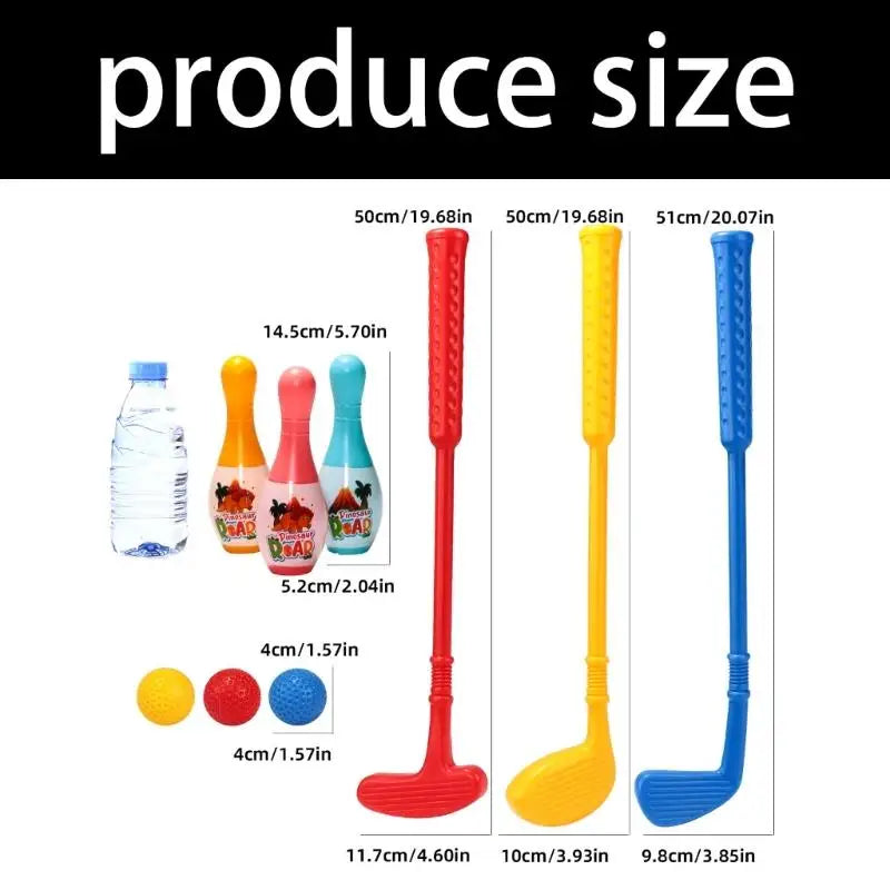 Kids Golf Bowling Toy Set – ABS Plastic Clubs, Balls & Pins