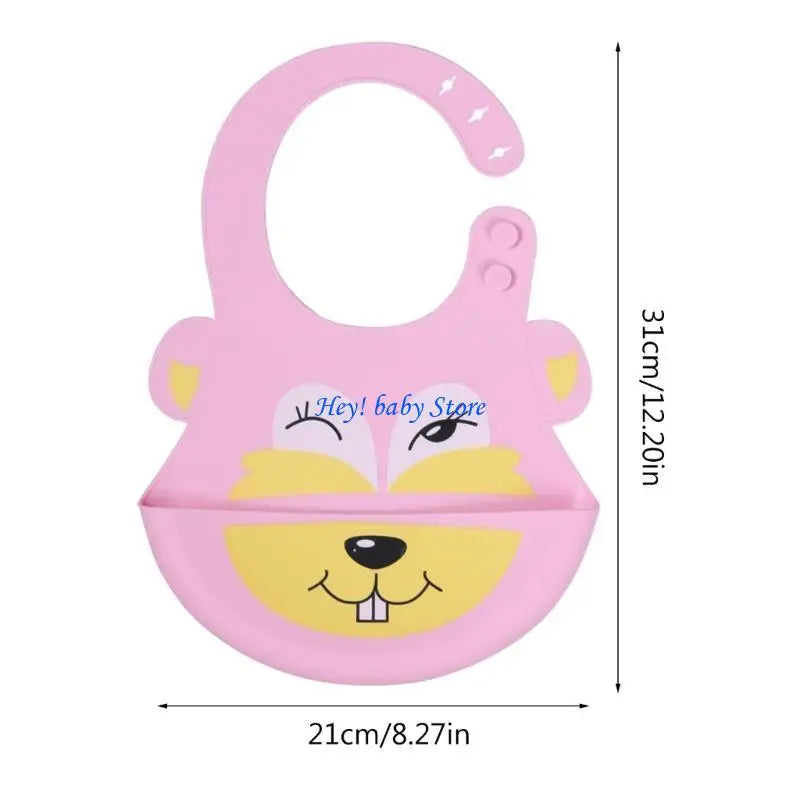 Baby Silicone Bib with Pocket – Waterproof Cartoon Feeding Bib