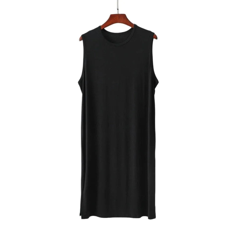Men's Loose Modal Sleep Dress | Soft Knee-Length Night Robe Men's Sleep Dress Peaceful Pleasures Health and Wellness Black XL