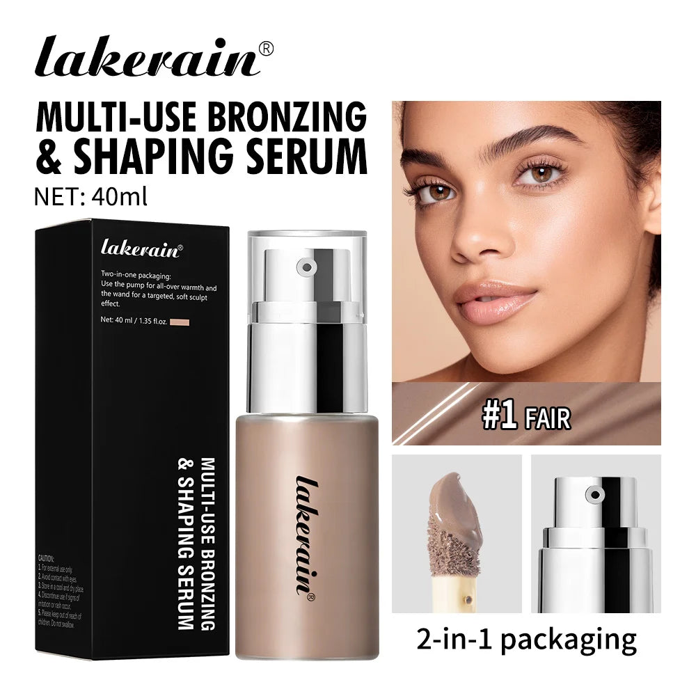 Lakerain Contouring Shaping Serum Long Lasting Nature Bronzing Foundation Deep Moisturizing Brighten Facial Contouring Concealer Peaceful Pleasures Health and Wellness Fair