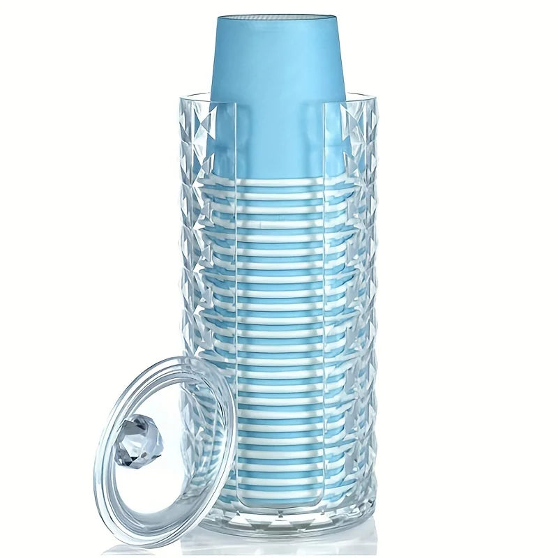 Clear Acrylic Bathroom Cup Dispenser – Diamond Grain Mouthwash Cup Holder for 3 oz Cups