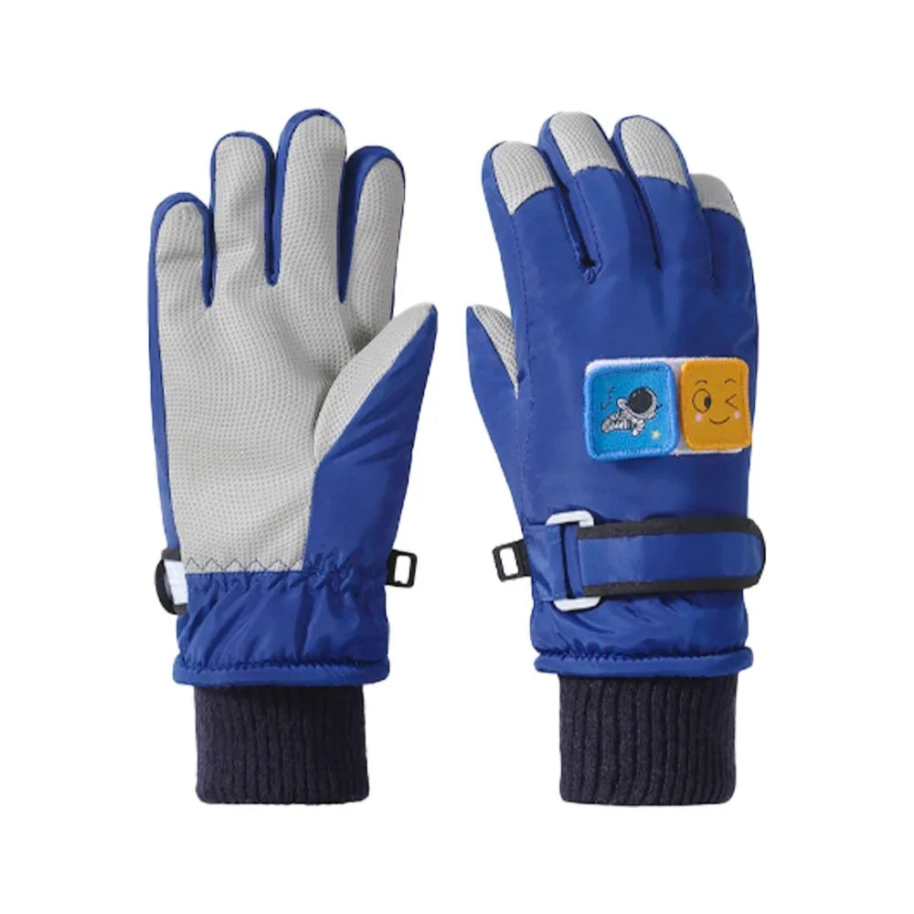 Kids' Snow Gloves for Boys Girls - Winter Warm with Anti-Slip Grip & Cute Designs for Bike Riding, Snow Play, Skating Peaceful Pleasures Health and Wellness Blue-S