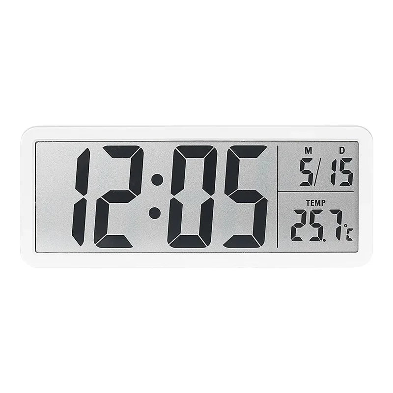 Battery Powered LCD Digital Wall Clock 12/24H Time Week Date Temperature Display Desktop Table Clock for Bedroom Home Decor Peaceful Pleasures Health and Wellness White