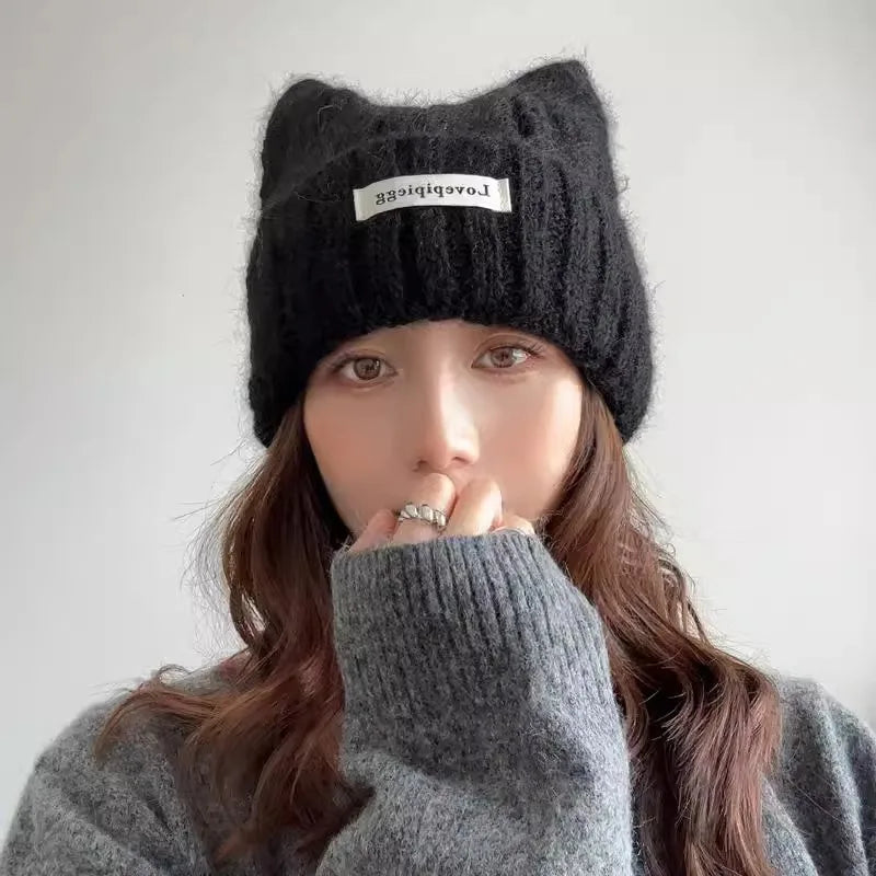 Women's Cat Ear Beanie – Warm Winter Knit Hat
