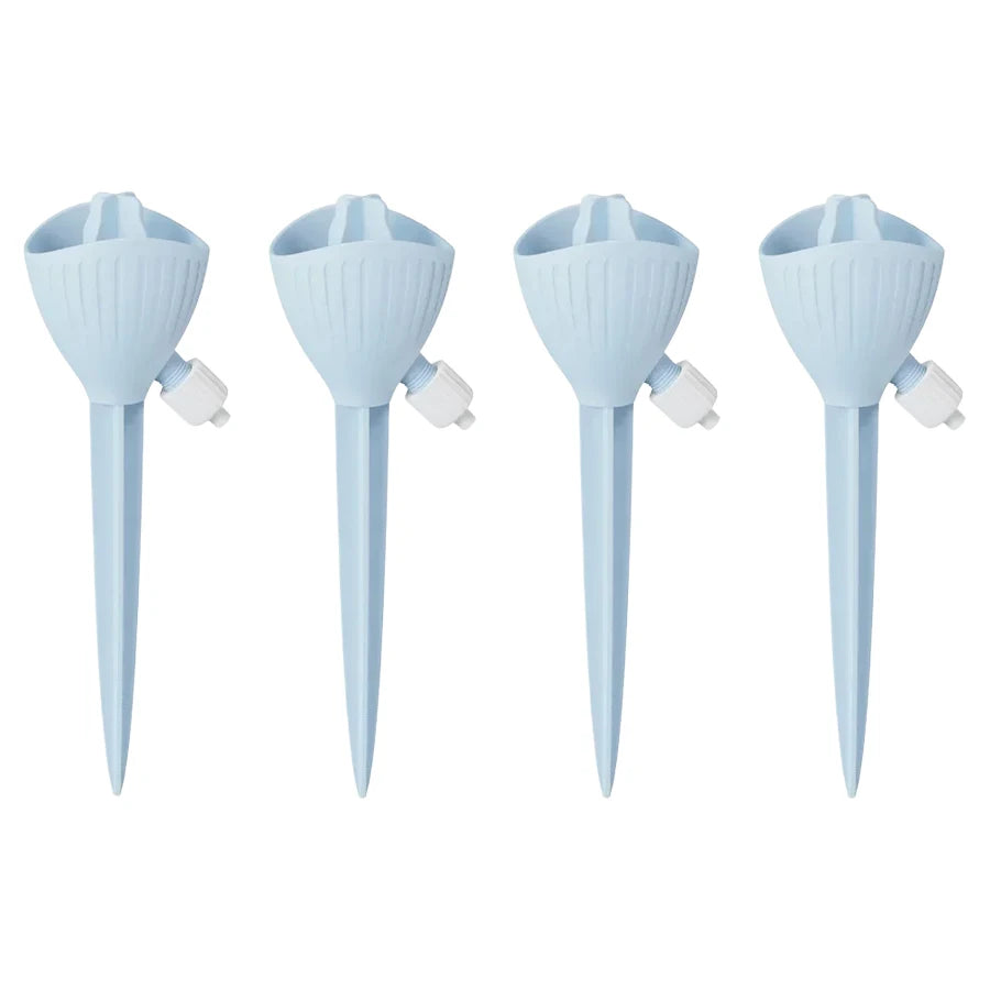 4-Pack Adjustable Self Watering Drip Irrigation System for Plants Drip Irrigation Dripper Peaceful Pleasures Health and Wellness 4Pcs Blue