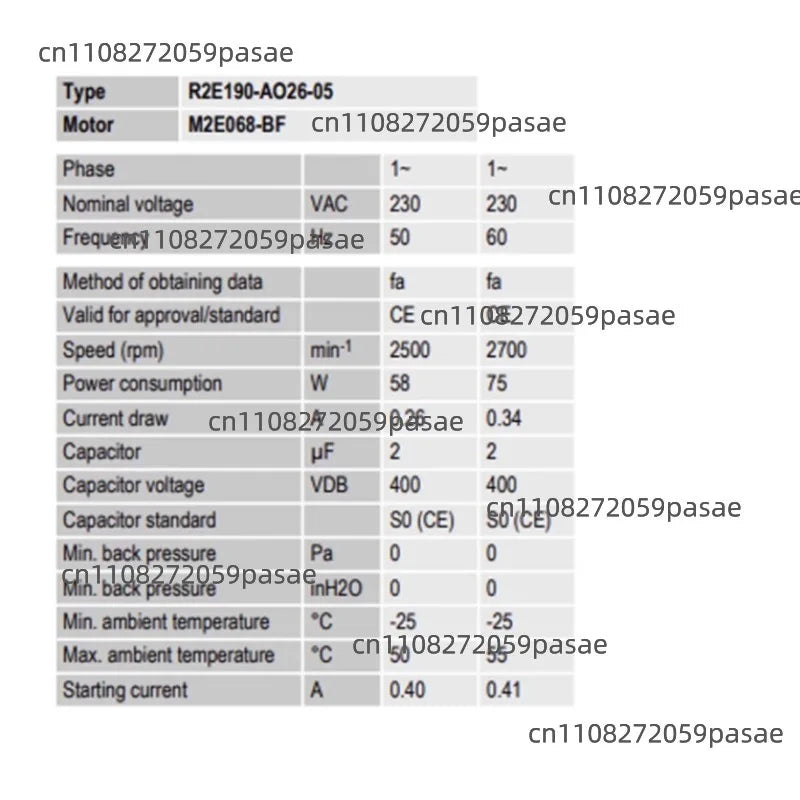 R2E190-AO26-05 Inverter Centrifugal Fan AC230V 58/75W