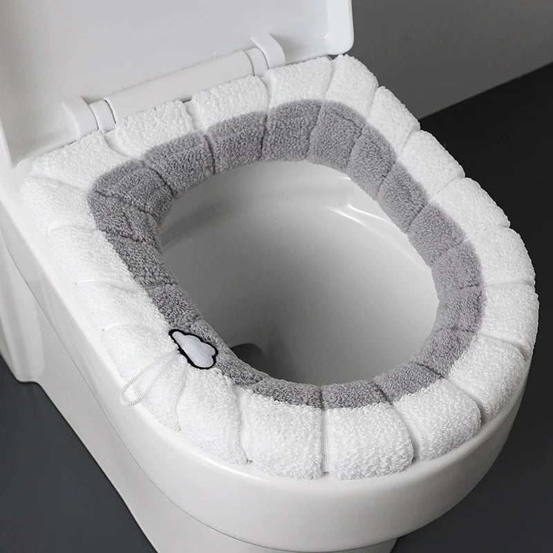 Soft Washable Toilet Seat Cushion Cover with Handle – Cotton