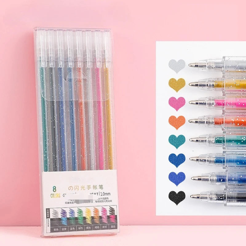 Glitter Gel Pens 8/12/18 Colors – 1.0mm Metallic Art Pens Set