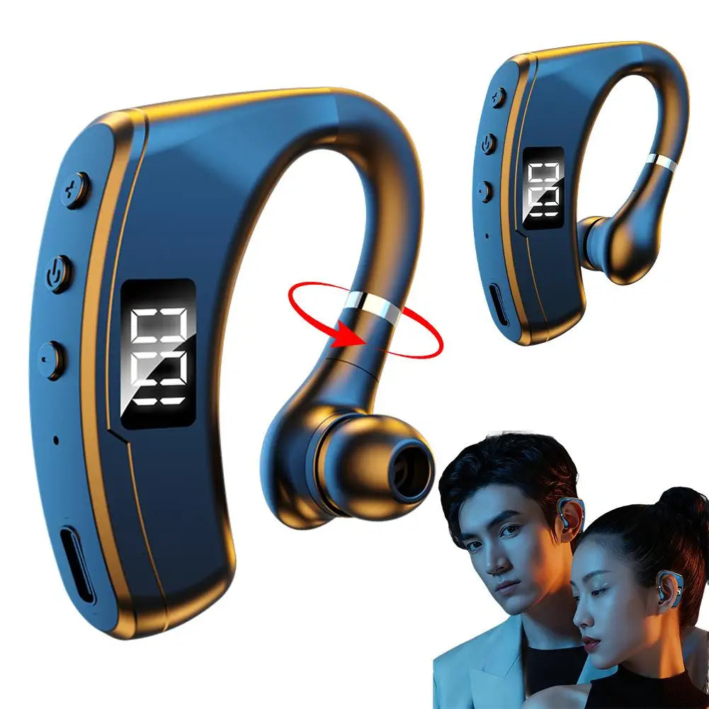 Single-ear Wireless Earbuds Business Commute & Car LED Display Long-lasting Earhook Bluetooth Headset Peaceful Pleasures Health and Wellness