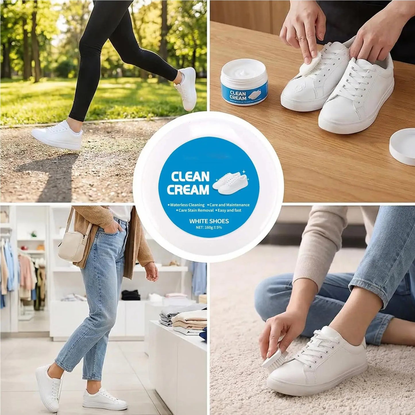 White Shoe Cleaning Cream 160g – Stain Remover & Whitener