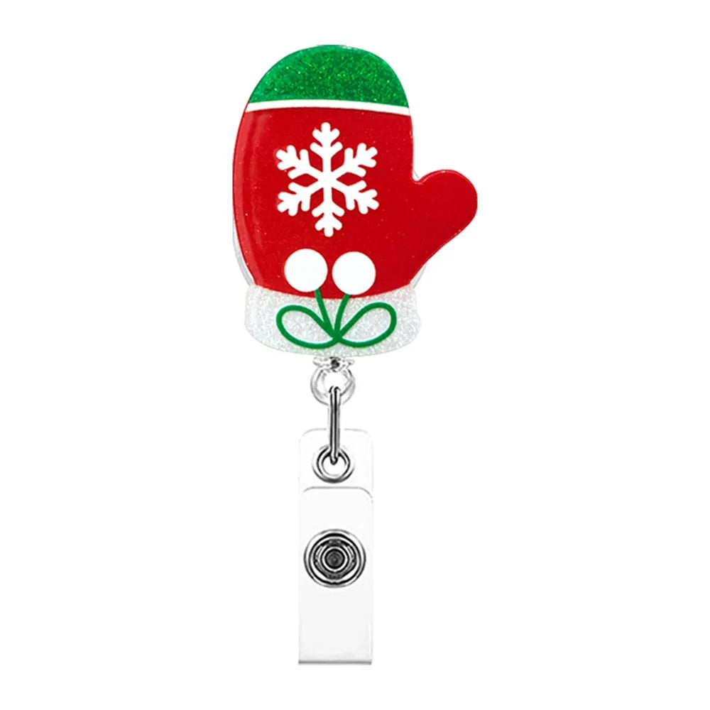 Acrylic Christmas Badge Reel Santa Claus Snowman Elk Retractable Badge Holder Gingerbread Xmas Decoration ID Card Holder Peaceful Pleasures Health and Wellness Style 9