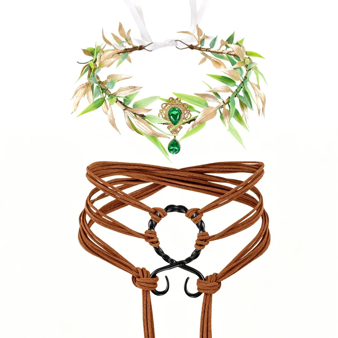 Retro Medieval Long Rope Ring Knot Belt Flower Crown Nordic Witch