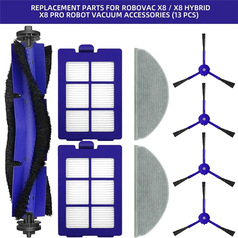 A36T-10Pcs For Eufy Robovac X8 And X8 Hybrid Vacuum Cleaner Accessories Main Side Brush HEPA Filter Mop Cloth Peaceful Pleasures Health and Wellness