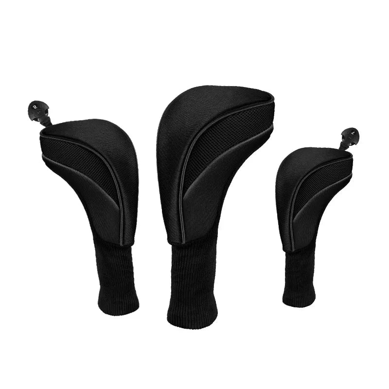 Premium Golf Club Cap Set 3 Piece Set Perfect for Driver Fairway Woods Hybrid Woods Use Stylish and Durable Golf Accessory Cap Peaceful Pleasures Health and Wellness black