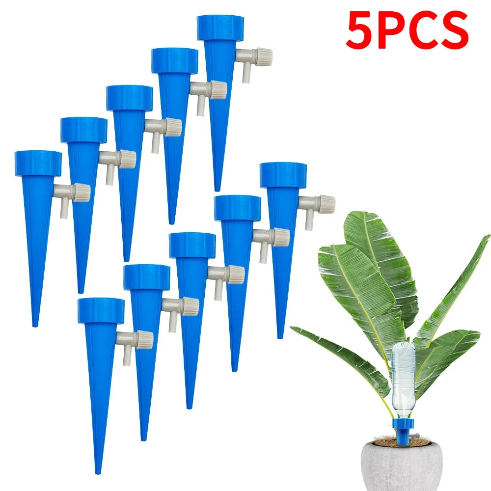 10Pcs/5pcs Self-Watering Kits Automatic Waterers Drip Irrigation Indoor Plant Watering Device Plant Garden Gadgets Creative Peaceful Pleasures Health and Wellness Blue- 5Pcs