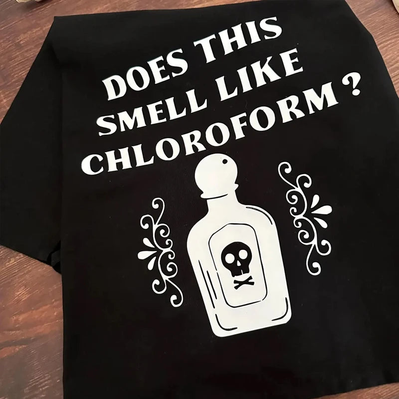 Funny Gothic Black Tea Towel | Does This Smell Like Chloroform