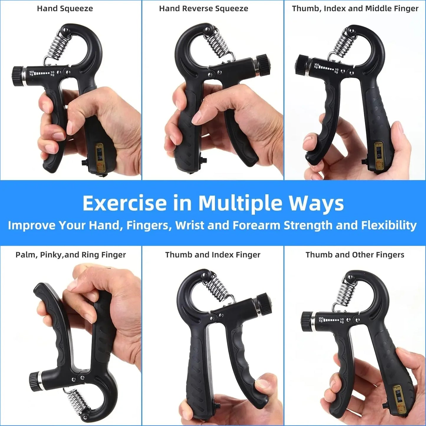 2-Piece Adjustable Hand Gripper with 22-220Lbs Resistance for Forearm and Finger Strength Training Peaceful Pleasures Health and Wellness