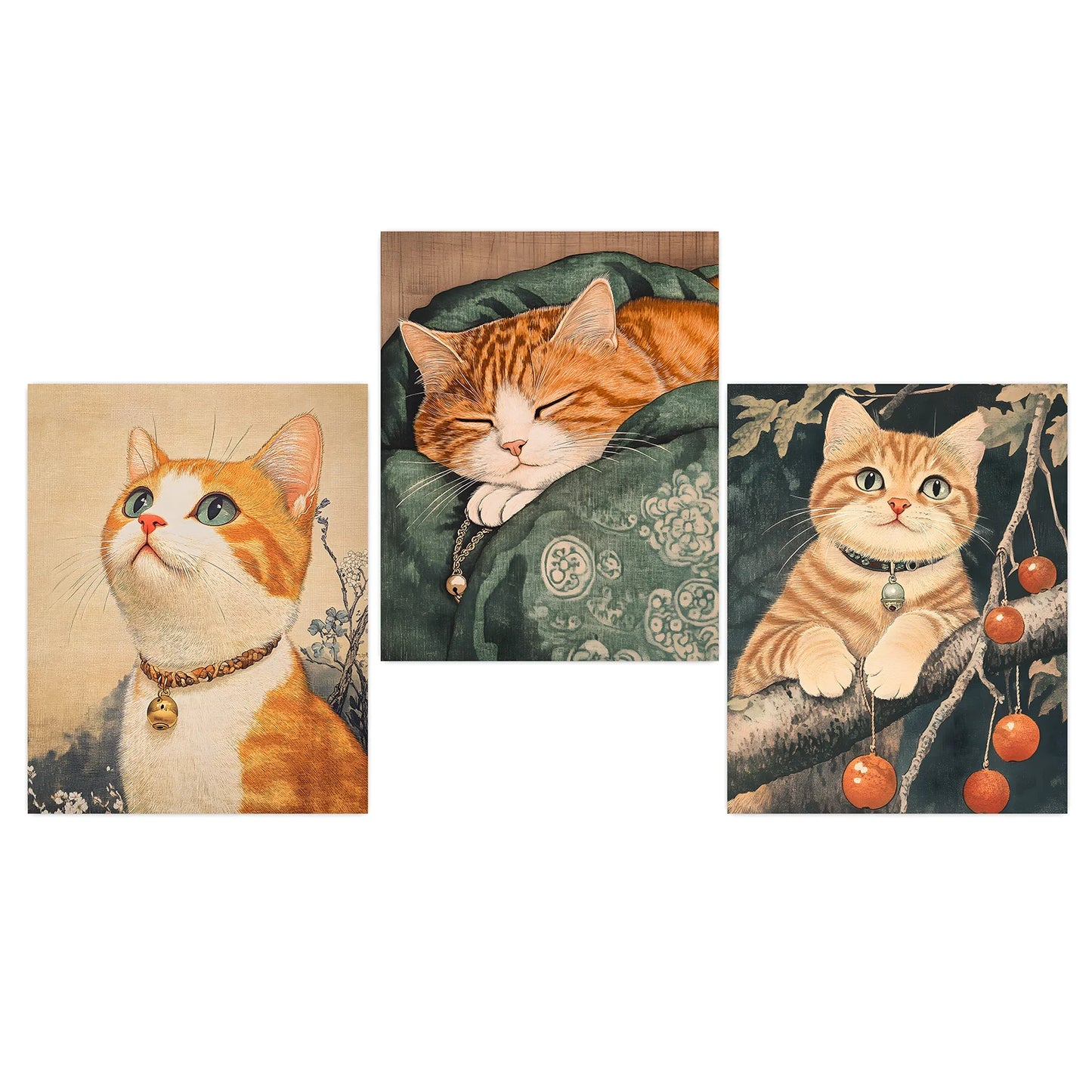 Orange Tabby Cat Canvas Wall Art | Nordic Vintage Animal Poster Canvas Wall Art Peaceful Pleasures Health and Wellness 01 40x60cm No Frame China Mainland