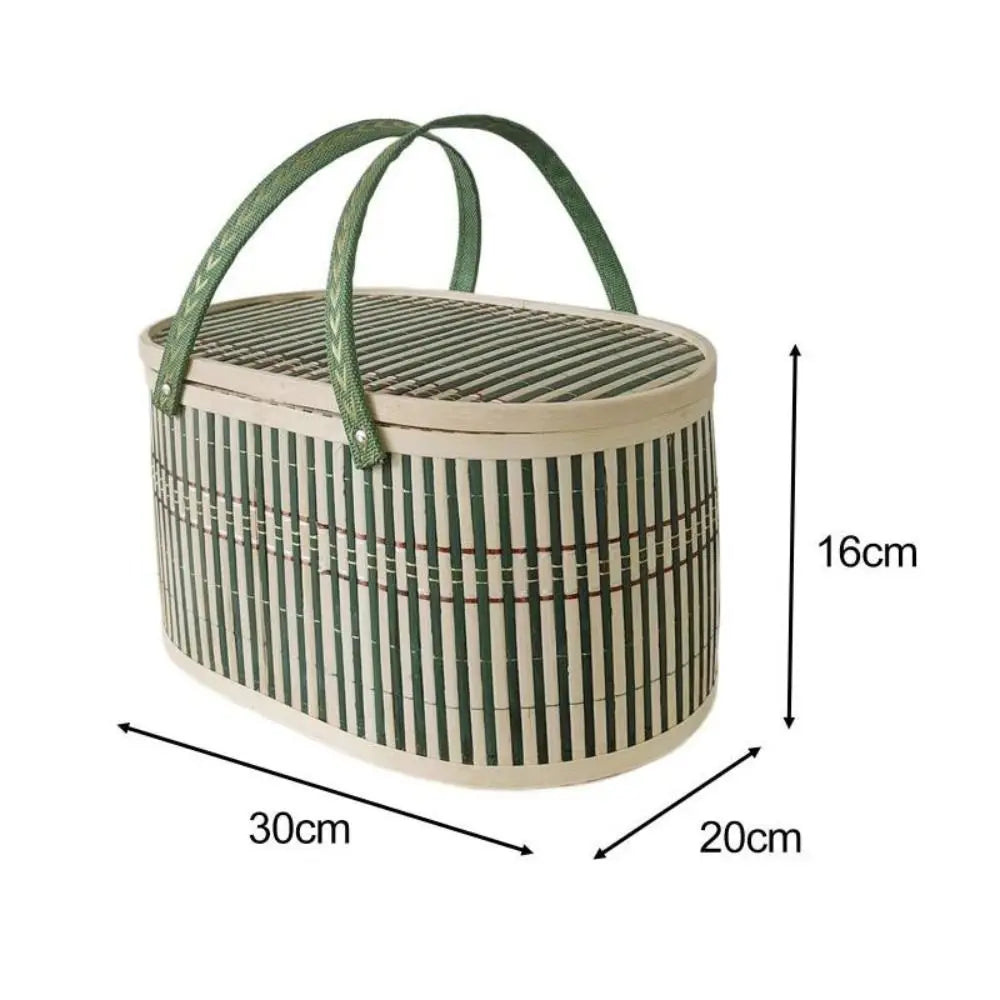 Handmade Bamboo Woven Basket with Lid | Food & Gift Storage