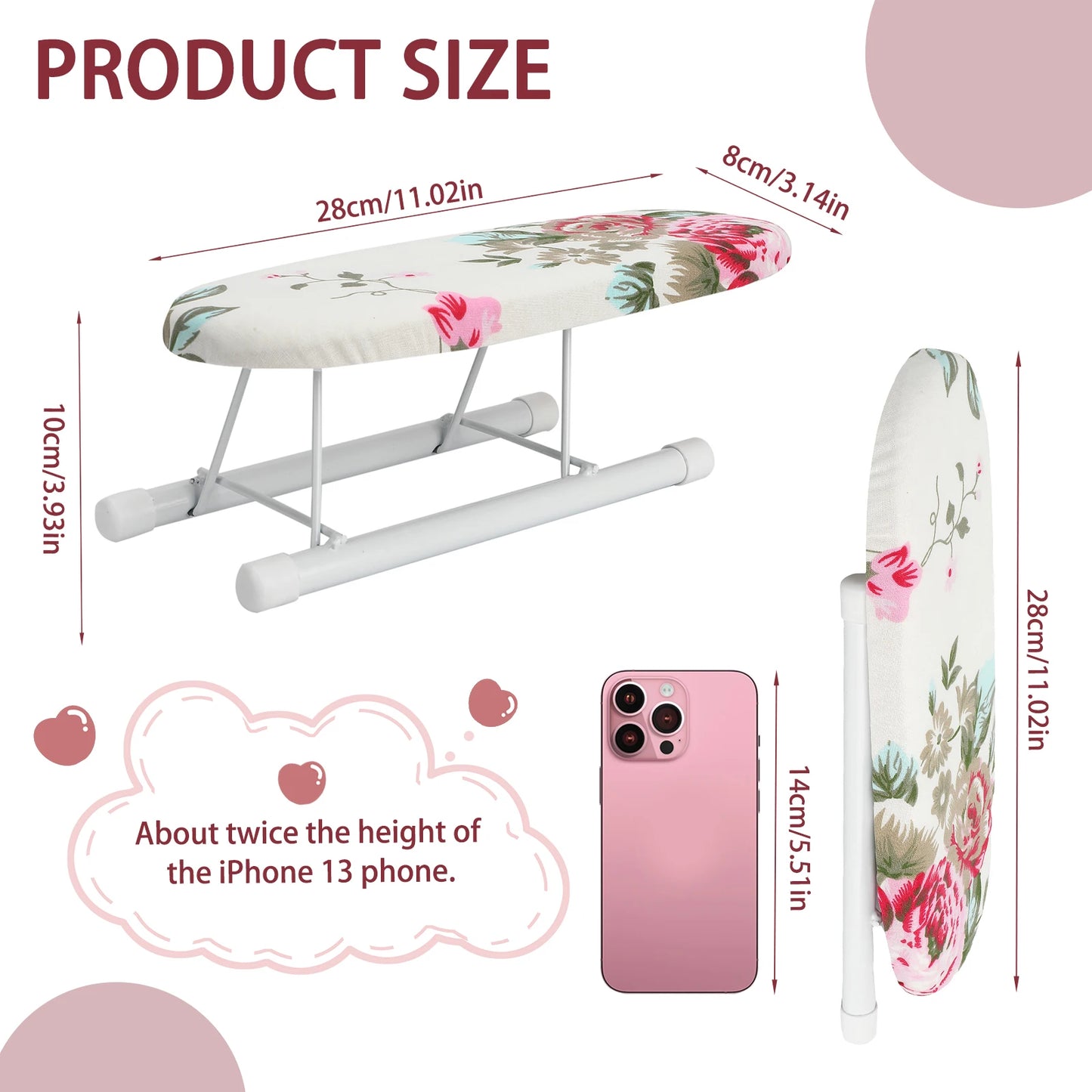 Mini Portable Sleeve Ironing Board Home Desktop Foldable Ironing Board for Easy Storage and Carrying Suitable Shirt, Sleeve Size Peaceful Pleasures Health and Wellness