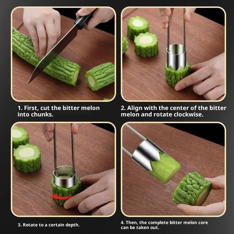 New Stainless Steel Fruit Core Remover Apple Pear Bell Peppers Pitter Extractor Tool Versatile Vegetable Core Puller Gadgets Peaceful Pleasures Health and Wellness