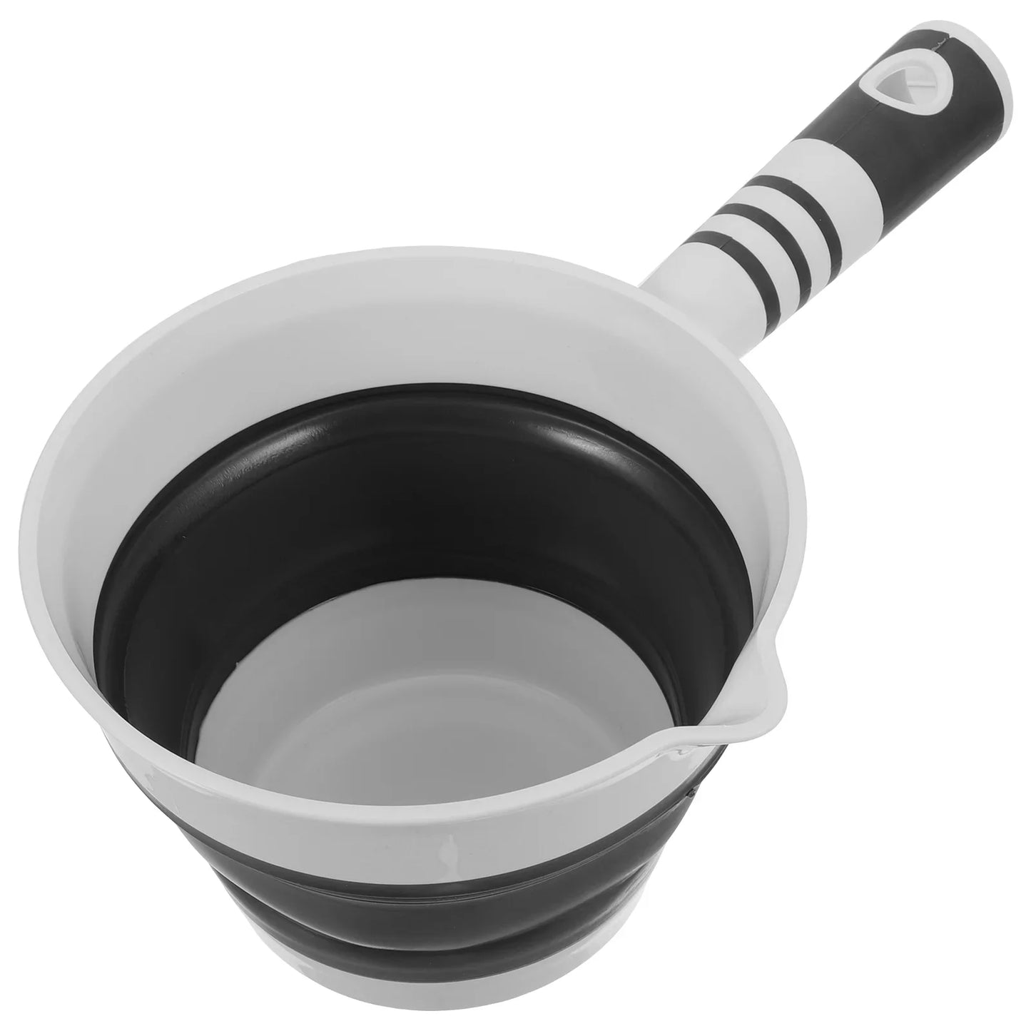 Portable Folding Water Ladle Kitchen Bathroom Bathing Hair Washing Silica fruits vegetables Water Scoop Collapsible Travel Spoon Peaceful Pleasures Health and Wellness Grey