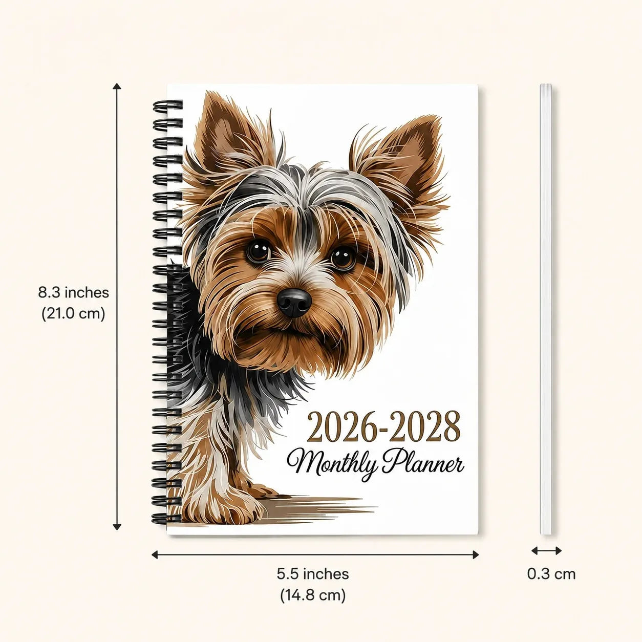 Cute Dog 2026-2028 Monthly Planner Spiral Notebook Daily Weekly