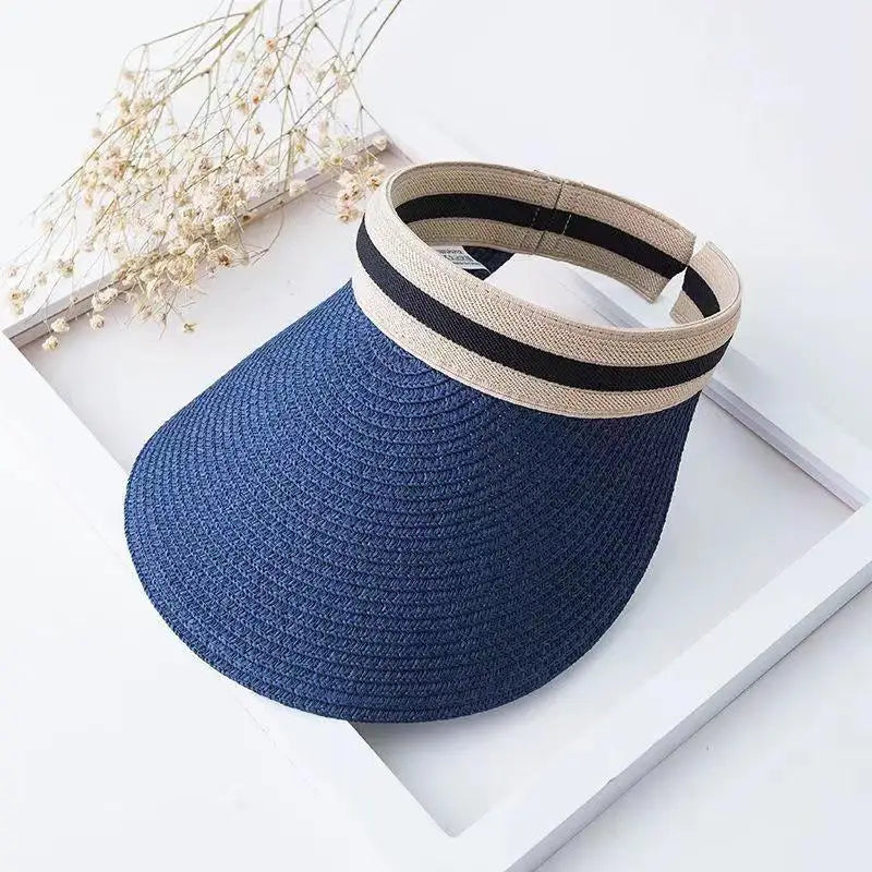 Women's Wide Brim Pearl Straw Sun Hat – Elegant Beach Cap