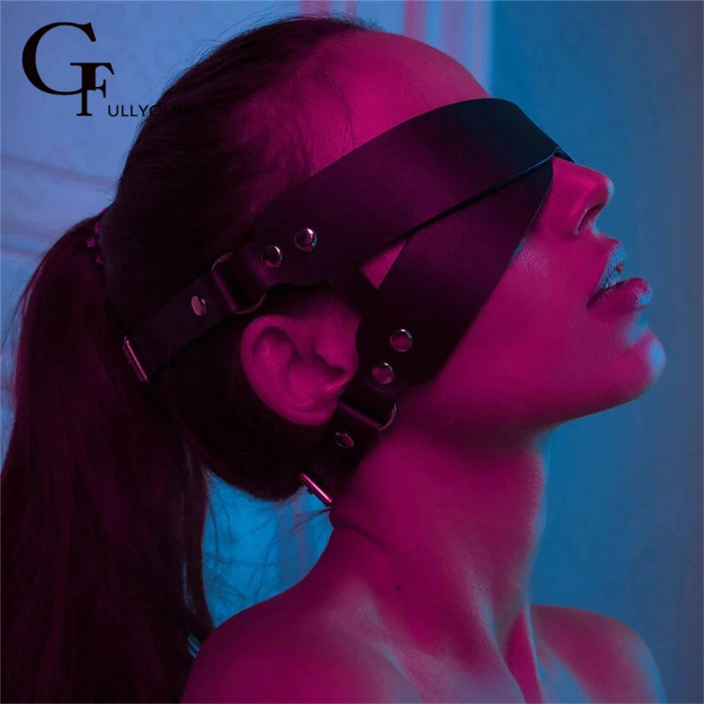 PU Fetish Masquerade Exotic Costumes Leather Bondage Gothic Mask