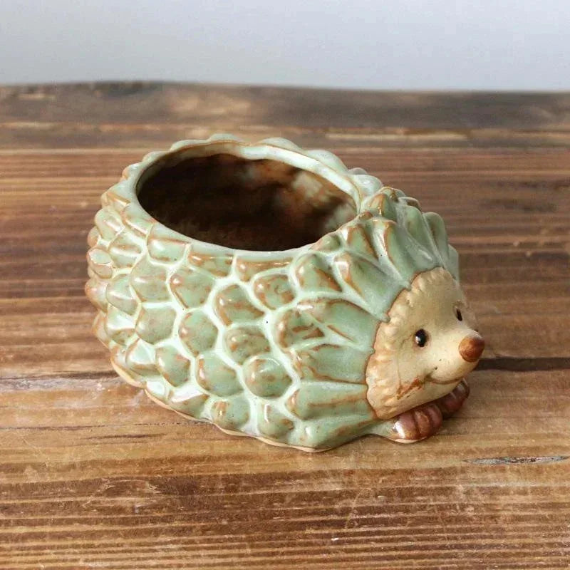 Hedgehog Ceramic Planter | Kiln Glaze Succulent & Bonsai Pot