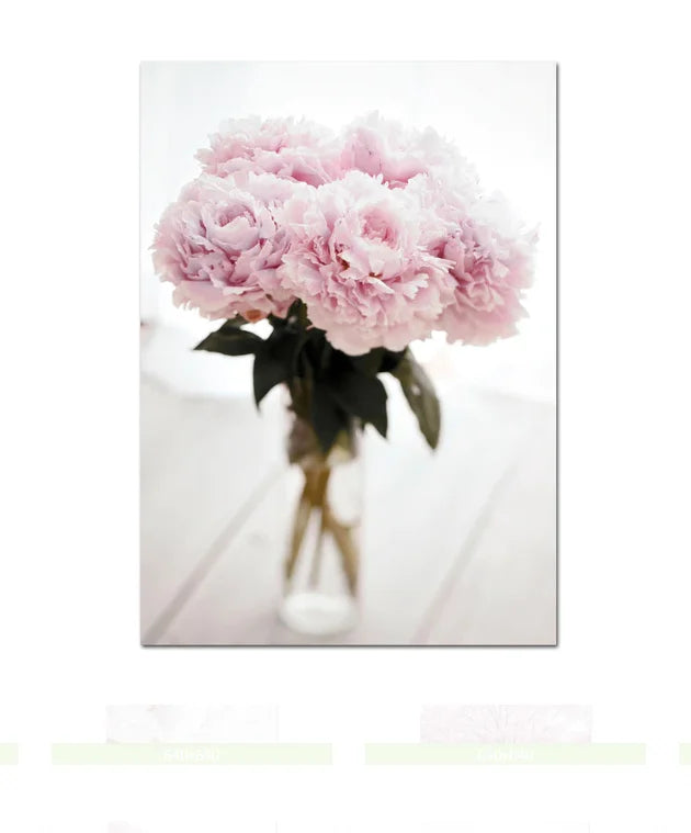 HD Canvas Wall Art for Living Room Cherry Blossoms Peony Carnation Flower Nordic Mountain Modern Pink Color Poster Home Decor Peaceful Pleasures Health and Wellness