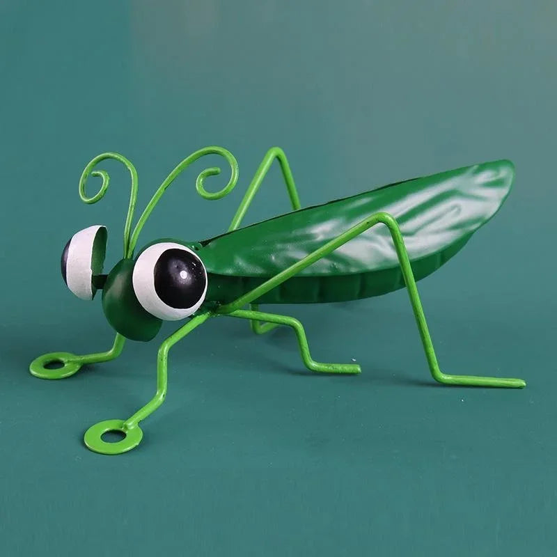 Metal Grasshopper Garden Sculpture – Colourful Outdoor Wall Art