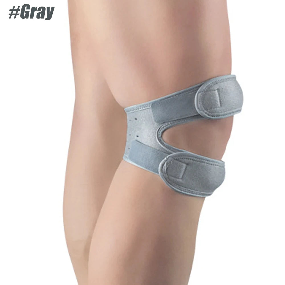 1PCS Dual Patella Knee Brace Support Strap – Adjustable Neoprene Knee Band for Arthritis, Golf, Running – Men & Women Peaceful Pleasures Health and Wellness Gray-1PCS