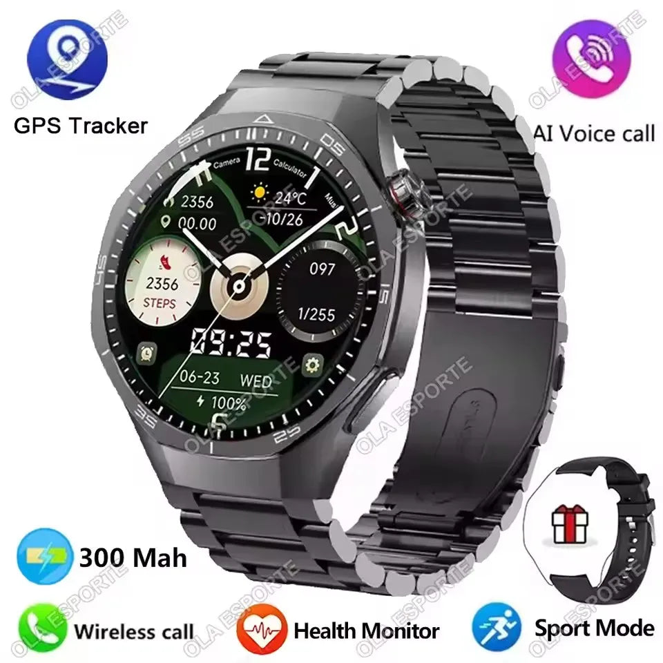 2026 New For Android ios Smart Watch Men HD AMOLED Screen GPS Motion trajectory Heart Rate Bluetooth Calls SmartWatch Waterproof Peaceful Pleasures Health and Wellness Bk22Szstrap