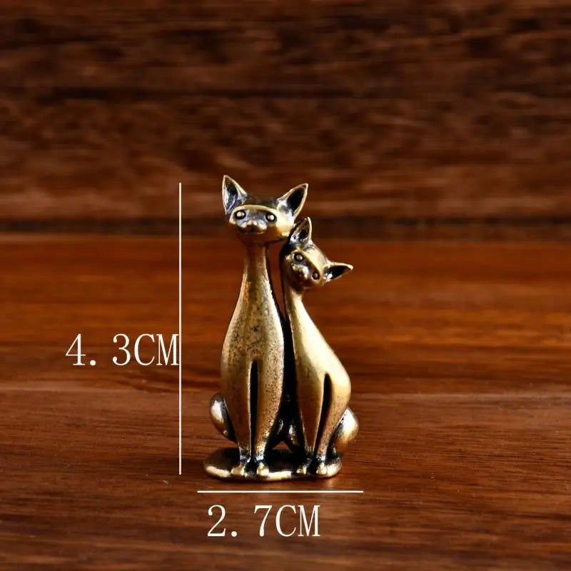Brass Rooster Tea Pet Ornament | Retro Zodiac Decor Gift
