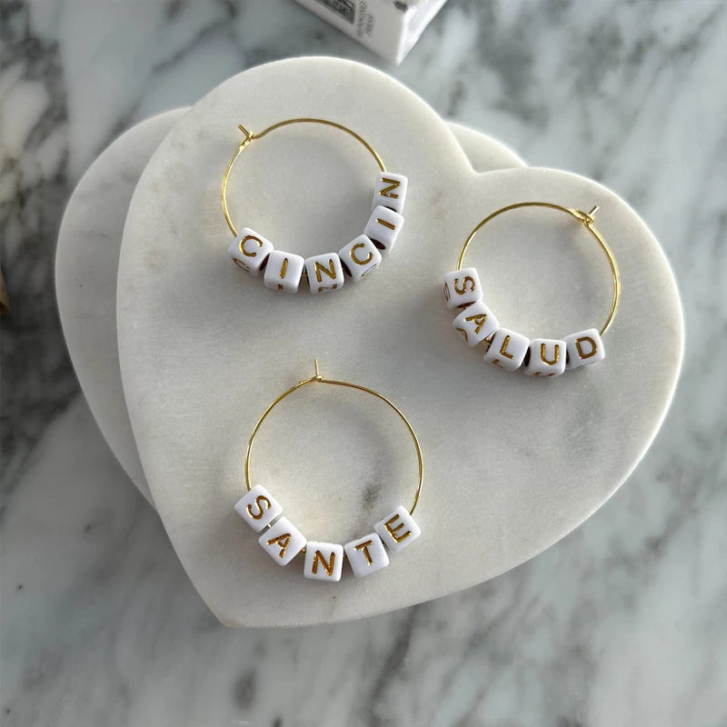 4pcs Personalized Wine Glass Charms | Bachelorette Party Favor
