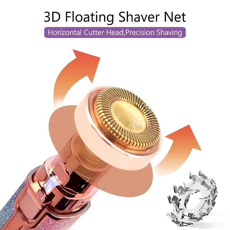 2-in-1 Painless Electric Facial Hair Remover with LED Light, Shaver & Eyebrow Trimmer for Gentle Smooth Hair Removal Peaceful Pleasures Health and Wellness
