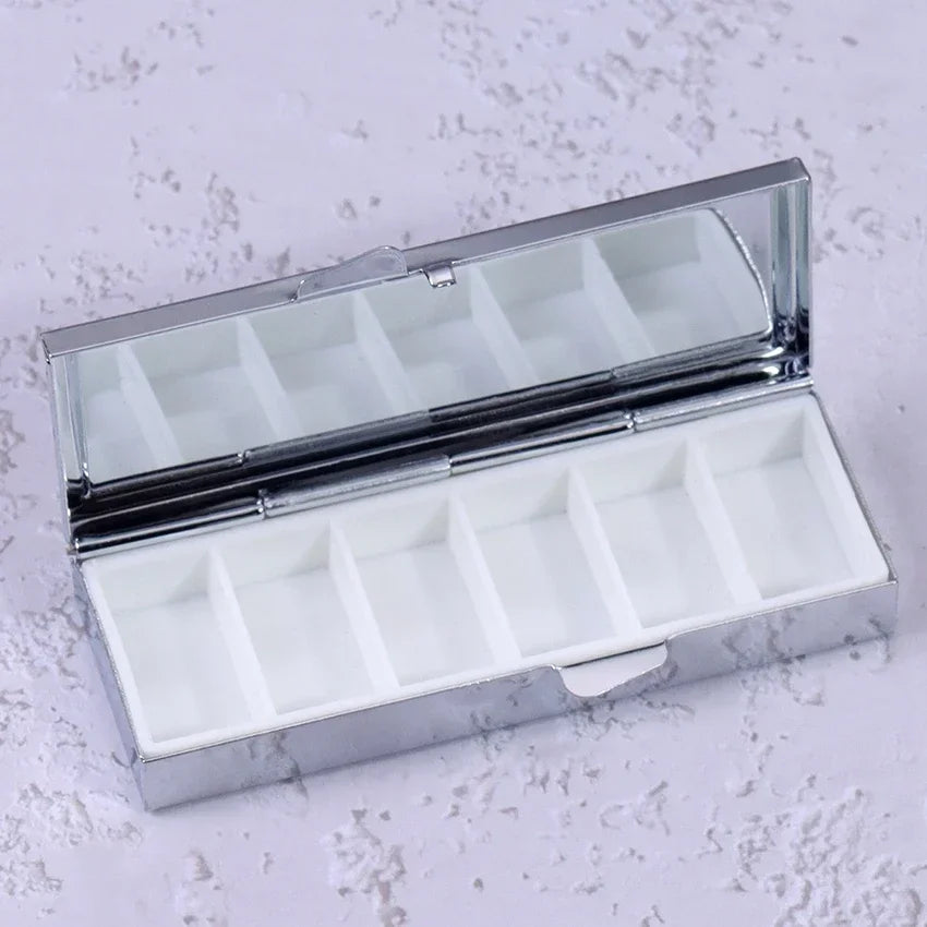 Portable Metal Pill Box with Splitter | Travel Medicine Organizer