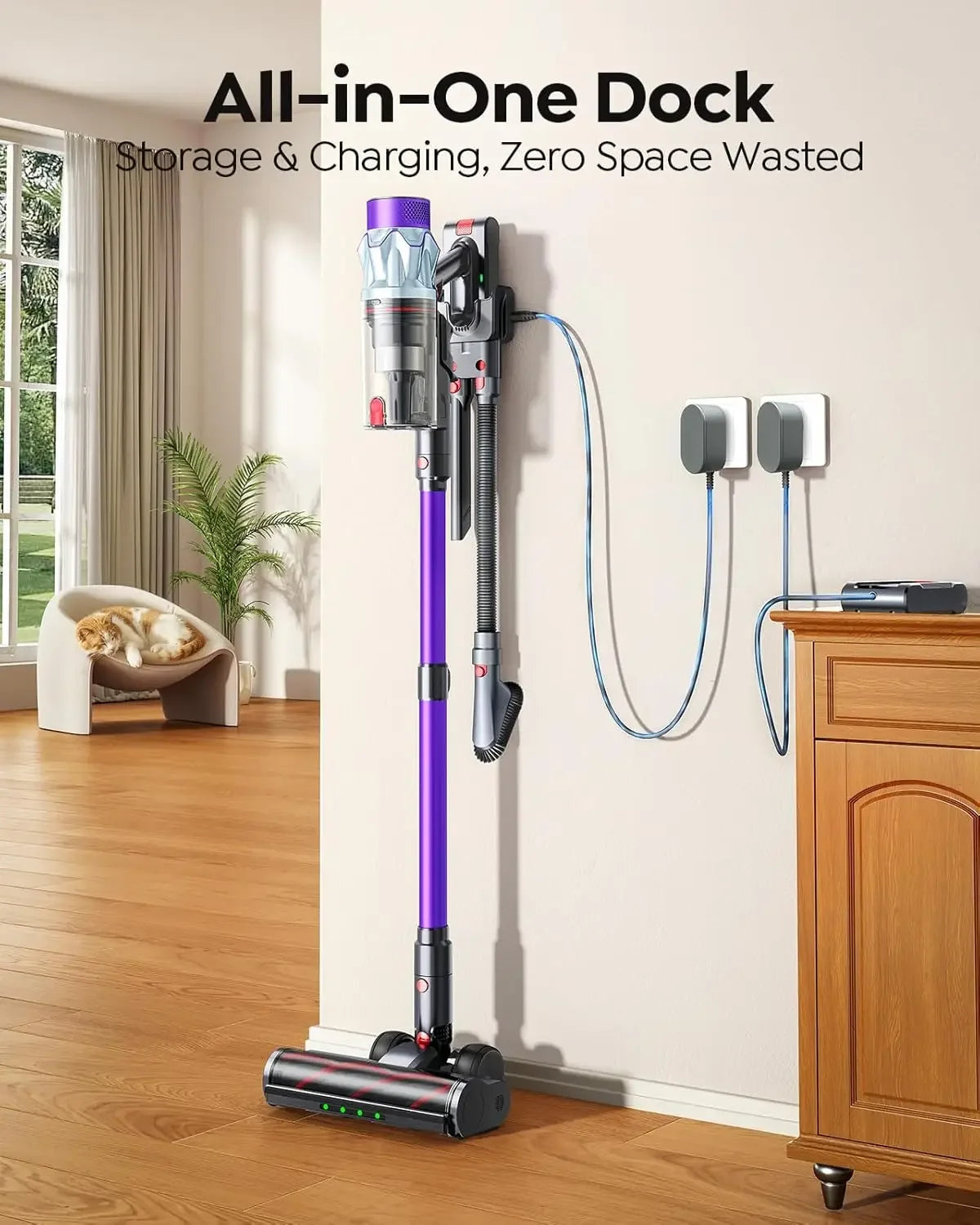 Cordless Vacuum Cleaner 70min/650W/55KPA with Auto Mode, Wall Mount & Fragrance for Hardwood Floor/Car/Pet Peaceful Pleasures Health and Wellness